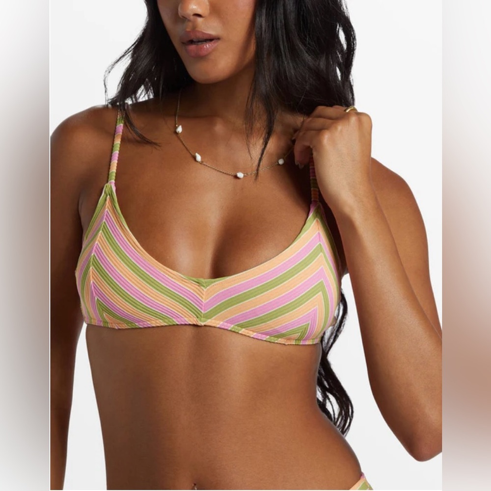 Billabong Womens Hightide Tanlines V Bralette Top-Multi Size Med